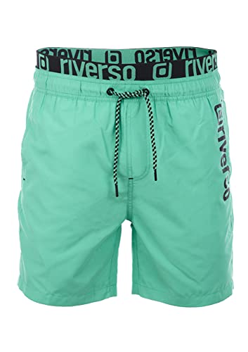 riverso Badehose Herren Regular Fit RIVBobby Badeshorts Sporthose Schwimmhose Shorts Kurze Hosen Print Elastischer Bund Grün L, Größe:L, Farbe:Flashy Green-Black von riverso