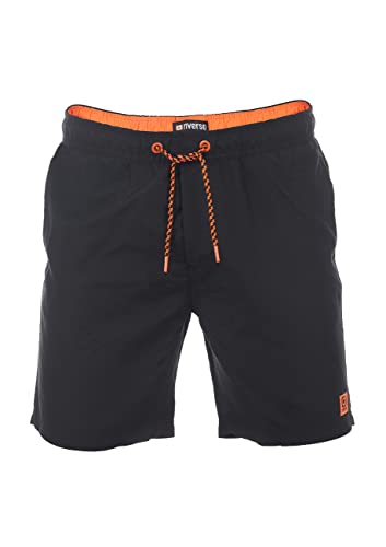 riverso Herren Badehose Badeshort RIVDavid Regular Fit Sport Taschen Sporthose Shorts Schwimmhose Kurze Hose Elastischer Bund Orange S (S, Black Orange) von riverso