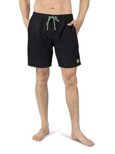 riverso Herren Badehose Badeshort RIVDavid Regular Fit Sport Taschen Sporthose Shorts Schwimmhose Kurze Hose Elastischer Bund Schwarz 3XL, Größe:3XL, Farbe:Black Green (24000) von riverso