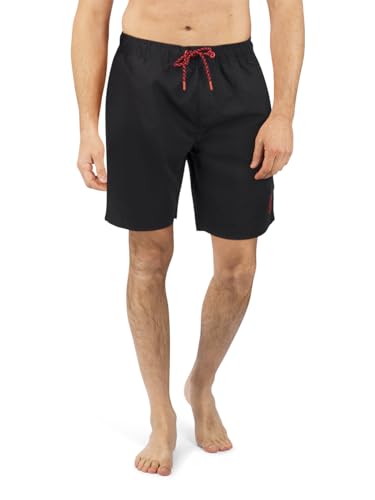 riverso Herren Badehose Badeshort RIVDavid Regular Fit Sport Taschen Sporthose Shorts Schwimmhose Kurze Hose Elastischer Bund Schwarz L, Größe:L, Farbe:Black Red (24001) von riverso