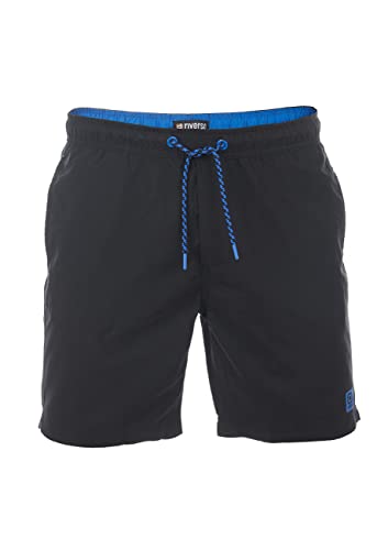 riverso Herren Badehose Badeshort RIVDavid Regular Fit Sport Taschen Sporthose Shorts Schwimmhose Kurze Hose Elastischer Bund Schwarz M (M, Black Blue) von riverso