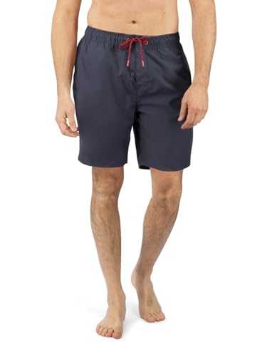 riverso Herren Badehose Badeshort RIVDavid Regular Fit Sport Taschen Sporthose Shorts Schwimmhose Kurze Hose Elastischer Bund Blau M, Größe:M, Farbe:Navy-Cherry Red von riverso