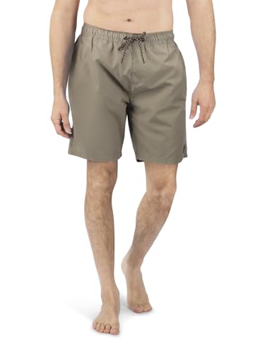 riverso Herren Badehose Badeshort RIVDavid Regular Fit Sport Taschen Sporthose Shorts Schwimmhose Kurze Hose Elastischer Bund Grün L, Größe:L, Farbe:Washed Olive-Black von riverso