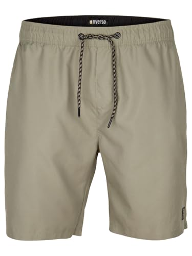 riverso Badehose Herren lang Badeshorts RIVDavid Regular Fit Schwimmhose Elastischer Bund Grün S, Größe:S, Farbe:Washed Olive-Black von riverso
