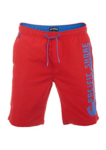 riverso Badehose Herren Regular Fit RIVJannik Badeshorts Sporthose Schwimmhose Shorts Kurze Hosen Print Elastischer Bund Rot S, Größe:S, Farbe:Cherry Red (55300) von riverso