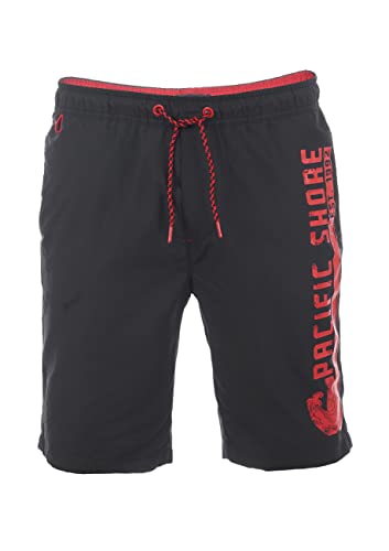 riverso Badehose Herren Regular Fit RIVJannik Badeshorts Sporthose Schwimmhose Shorts Kurze Hosen Print Elastischer Bund Schwarz 3XL, Größe:3XL, Farbe:Black - Red (64008) von riverso