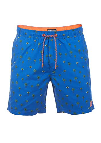 riverso Badehose Herren RIVKai Regular Fit Badeshorts Schwimmhose Sporthose Kurze Hose Shorts Tunnelzug Taschen Sommer Strand Blau 3XL, Größe:3XL, Farbe:Bright Royal Blue Shiny Orange (59000) von riverso