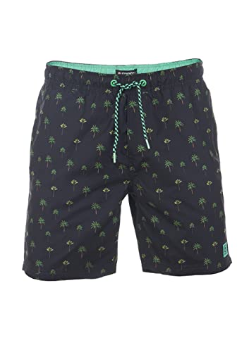 riverso Badehose Herren RIVKai Regular Fit Badeshorts Schwimmhose Sporthose Kurze Hose Shorts Tunnelzug Taschen Sommer Strand Schwarz S, Größe:S, Farbe:Black-Flashy Green (64005) von riverso