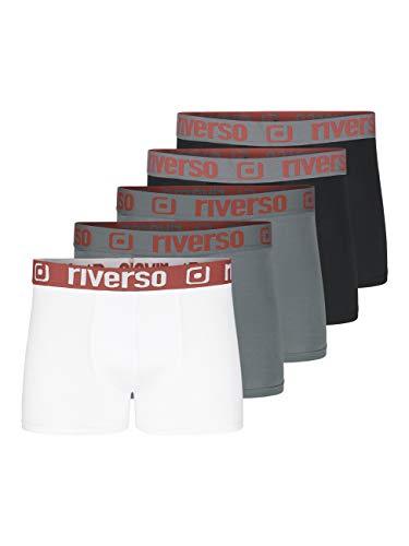 riverso Herren Boxershorts RIVHarry 5er Pack Basic Boxer Retro Trunks Organic Cotton Bio 95% Baumwolle, Größe:S, Farbe:Farbmix (R4) von riverso