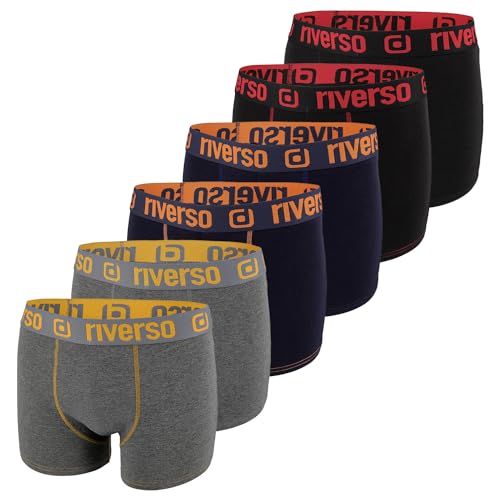riverso Herren Boxershorts RIVJonny 6er Pack Basic Boxer Stretch Unterhosen Unterwäsche Retroshorts Set Baumwolle L, Größe:L, Farbe:Farbmix 12 (RVS1BCX6PK12M) von riverso