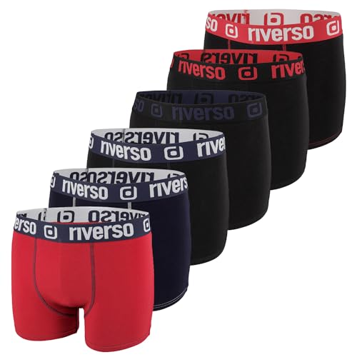 riverso Herren Boxershorts RIVJonny 6er Pack Basic Boxer Stretch Unterhosen Unterwäsche Retroshorts Set Baumwolle S, Größe:S, Farbe:Farbmix 5 (RVS1BCX6PK5M) von riverso
