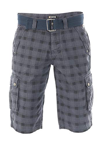 riverso Kurze Hosen Herren Cargo Shorts mit Gürtel Regular Fit RIVAnton Cargoshorts Sommer 100% Baumwolle, Größe:W 33, Farbe:Washed Indigo Blue Black (19300) von riverso