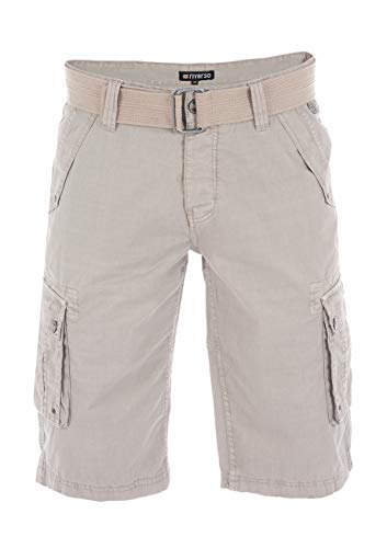 riverso Herren Cargo Shorts RIVAnton Regular Fit Gürtel Taschen Sommer Baumwolle Basic Kurze Kariert Hose Bermuda Einfarbig, (W 30, Light Beige) von riverso