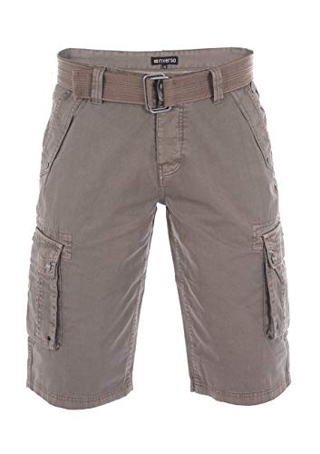 riverso Herren Cargo Shorts RIVAnton Regular Fit Gürtel Taschen Sommer Baumwolle Basic Kurze Kariert Hose Bermuda Einfarbig, (W 38, Middle Brown) von riverso