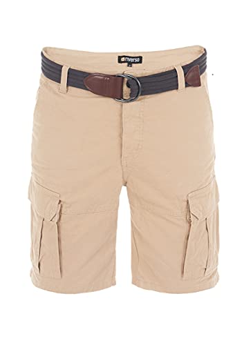 riverso Herren Cargo Shorts RIVJakob Kurze Hose Regular Bermuda 100% Baumwolle Mit Gürtel Beige w30, Größe:W 30, Farbe:Middle Beige (20300) von riverso