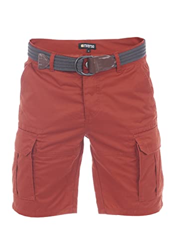 riverso Herren Cargo Shorts RIVJakob Kurze Hose Regular Bermuda 100% Baumwolle Mit Gürtel Rot w31, Größe:W 31, Farbe:Rusty Ochre Red (15400) von riverso