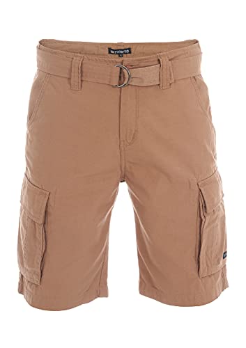 riverso Herren Cargo Shorts RIVJoel Kurze Hose Regular Fit Bermuda Sommer Short Gürtel 100% Baumwolle Beige w36, Größe:W 36, Farbe:Beige (20000) von riverso