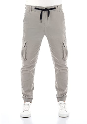 riverso Herren Cargohose RIVHanno Regular Fit Cargo Hose Freizeithose Chinohose Stoffhose Baumwolle Taschen Stretch Outdoor Grau w33, Größe:W 33, Farbe:Frost Grey von riverso