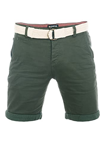 riverso Herren Chino Shorts RIVHenry Regular Fit Gürtel Taschen Sommer Basic Kurze Hose Stretch Bermuda, Größe:42 W, Farbe:Cypress Green von riverso