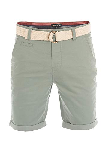 riverso Herren Chino Shorts RIVHenry Regular Fit Gürtel Taschen Sommer Basic Kurze Hose Stretch Bermuda, Größe:W 31, Farbe:Mineral Green (12300) von riverso