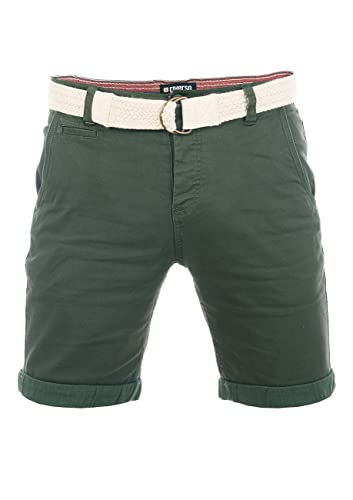 riverso Kurze Hosen Herren Sommer Chino Shorts mit Gürtel Regular Fit RIVHenry Bermuda Stretch, Größe:W 32, Farbe:Cypress Green von riverso