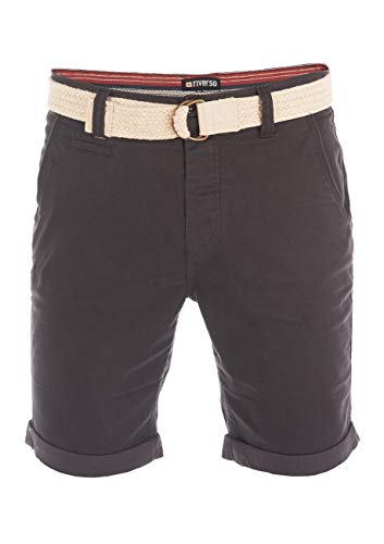 riverso Kurze Hosen Herren Sommer Chino Shorts mit Gürtel Regular Fit RIVHenry Bermuda Stretch, Größe:W 38, Farbe:Anthracite Grey (23400) von riverso