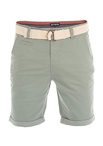 riverso Kurze Hosen Herren Sommer Chino Shorts mit Gürtel Regular Fit RIVHenry Bermuda Stretch, Größe:W 30, Farbe:Mineral Green (12300) von riverso