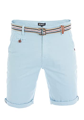 riverso Herren Chino Shorts RIVKlaas Regular Fit Gürtel Bermuda Kurze Hose Sommer Short 98% Baumwolle Blau w30, Größe:W 30, Farbe:Light Blue (19200) von riverso