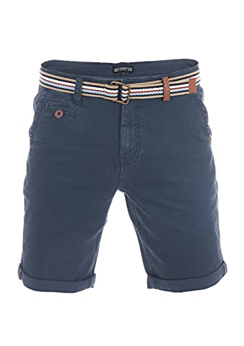 riverso Kurze Hosen Herren Chino Shorts Kurz mit Gürtel Regular Fit RIVKlaas Chinoshorts Bermuda Stretch, Größe:W 40, Farbe:Dark Blue (59400) von riverso