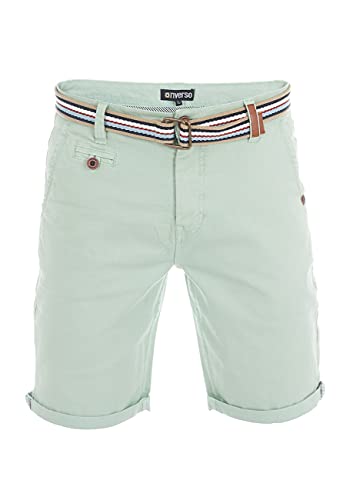 riverso Herren Chino Shorts RIVKlaas Regular Fit Gürtel Bermuda Kurze Hose Sommer Short 98% Baumwolle Grün w30, Größe:W 30, Farbe:Middle Green (12300) von riverso