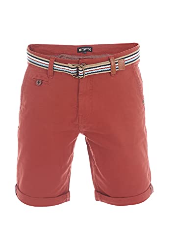 riverso Herren Chino Shorts RIVKlaas Regular Fit Gürtel Bermuda Kurze Hose Sommer Short 98% Baumwolle Rot w30, Größe:W 30, Farbe:Dark Red (15400) von riverso