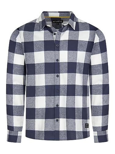 riverso Herren Freizeit Hemd RIVArne Regular Fit Karohemd Flanellhemd Holzfällerhemd Kariert Langarm 100% Baumwolle Navy 5XL, Größe:5XL, Farbe:Navy-White von riverso