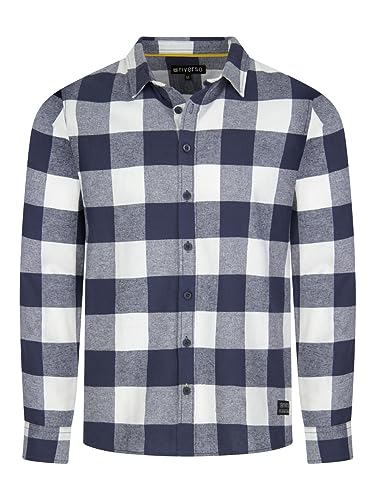 riverso Flanellhemd Herren Langarm Kariert Regular Fit RIVArne Hemd Holzfällerhemd Karohemd 100% Baumwolle 100% Baumwolle Navy XXL, Größe:XXL, Farbe:Navy-White von riverso
