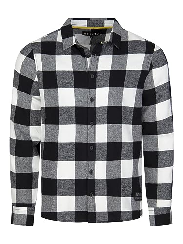 riverso Herren Freizeit Hemd RIVArne Regular Fit Karohemd Flanellhemd Holzfällerhemd Kariert Langarm 100% Baumwolle Schwarz 3XL, Größe:3XL, Farbe:Black-White von riverso