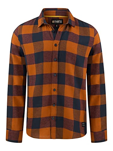 riverso Flanellhemd Herren Langarm Kariert Regular Fit RIVArne Hemd Holzfällerhemd Karohemd 100% Baumwolle Braun, XXL, 100% Baumwolle, Größe:XXL, Farbe:Ginger Bread Brown (21300) von riverso