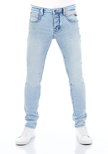 riverso Herren Jeans Hose RIVCaspar Slim Fit Jeanshose Used Look Baumwolle Denim Stretch Blau w30, Farbe:Light Blue (L139), Länge:L32, Weite:30W von riverso