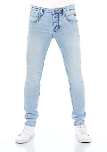 riverso Herren Jeans Hose RIVCaspar Slim Fit Jeanshose Used Look Baumwolle Denim Stretch Blau w33, Farbe:Light Blue (L139), Länge:L30, Weite:33W von riverso