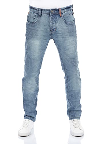 riverso Herren Jeans Hose RIVCaspar Slim Fit Jeanshose Used Look Baumwolle Denim Stretch Blau w38, Farbe:Middle Blue Denim (D257), Größe:38W / 34L von riverso