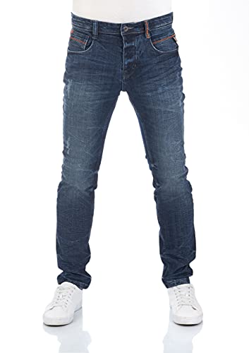 riverso Herren Jeans Hose RIVCaspar Slim Fit Jeanshose Used Look Baumwolle Denim Stretch Blau w40, Farbe:Dark Blue (D242), Länge:L32, Weite:40W von riverso