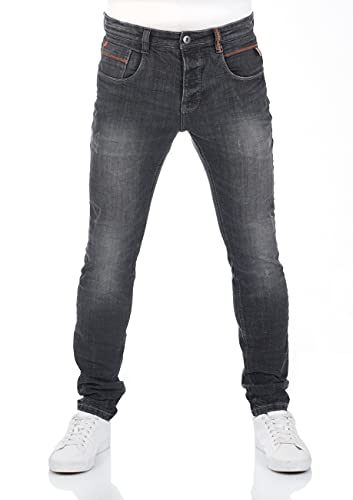 riverso Herren Jeans Hose RIVCaspar Slim Fit Jeanshose Used Look Baumwolle Denim Stretch Schwarz w34, Farbe:Black Denim (B132), Länge:L30, Weite:34W von riverso