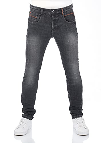 riverso Herren Jeans Hose RIVCaspar Slim Fit Jeanshose Used Look Baumwolle Denim Stretch Schwarz w33, Farbe:Black Denim (B132), Länge:L34, Weite:33W von riverso