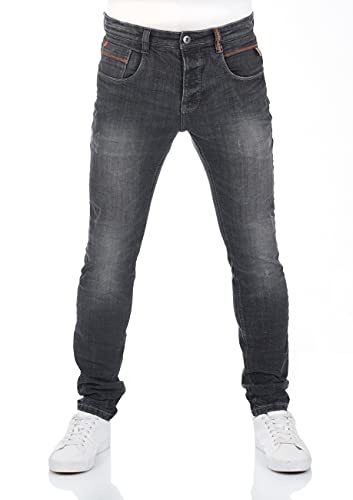 riverso Jeans Herren Stretch Slim Fit RIVCaspar Jeanshose Hose Denim Schwarz w38, Farbe:Black Denim (B132), Länge:L34, Weite:38W von riverso