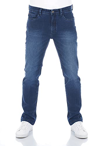 riverso Jeans Herren Stretch lang Straight Fit RIVChris Jeanshose Hose Blau w34, Farbe:Dark Blue Denim (19400), Größe:34W/32L von riverso