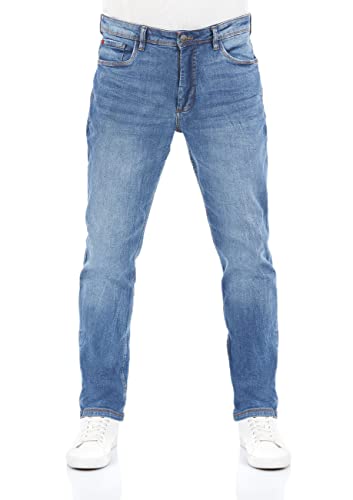 riverso Herren Jeans Hose RIVChris Straight Fit Jeanshose Baumwolle Denim Stretch Blau w36, Farbe:Middle Blue Denim (M236), Größe:36W / 34L von riverso