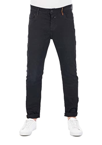 riverso Herren Jeans Hose RIVToni Tapered Fit Jeanshose Baumwolle Denim Stretch Schwarz w29 w30 w31 w32 w33 w34 w36 w38 w40, Farbe:Black Denim (B122), Größe:31W / 34L von riverso