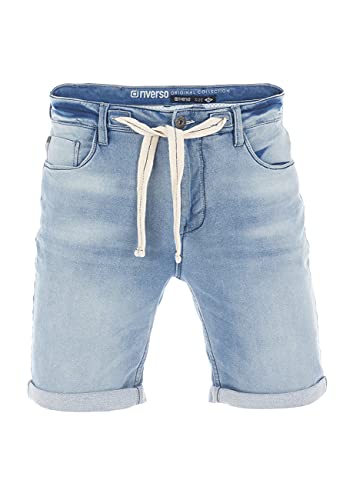 riverso Herren Jeans Shorts RIVPaul Kurze Hose Sommer Bermuda Stretch Denim Short Sweathose Baumwolle Grau Blau Dunkelblau w30 - w42, Größe:W 30, Farbe:Light Blue Denim (L114) von riverso