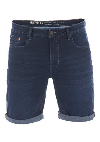 riverso Herren Jeans Shorts RIVUdo Kurze Hose Regular Fit Denim Stretch Short Baumwolle Bermuda Sommer Blau w38, Größe:W 38, Farbe:Dark Blue Denim Stretch (D233) von riverso