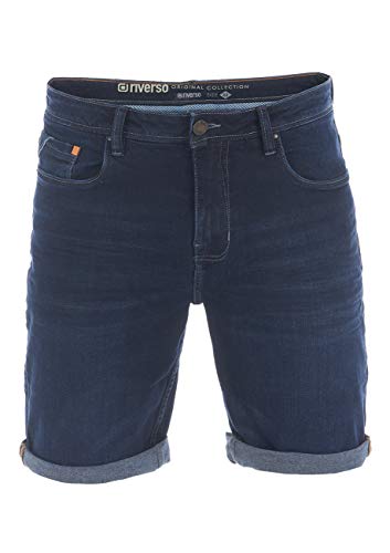 riverso Herren Jeans Shorts RIVUdo Kurze Hose Regular Fit Denim Stretch Short Baumwolle Bermuda Sommer Blau w40, Größe:W 40, Farbe:Dark Blue Denim Stretch (D233) von riverso