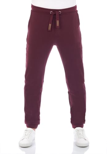 riverso Herren Jogginghose RIVKasper Hose Sporthose Trainingshose Jogger Freizeithose Sweathose Regular Taschen Baumwolle Lang Einfarbig Rot L, Größe:L, Farbe:Port Red von riverso