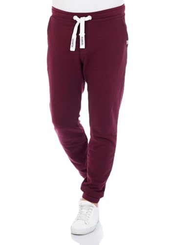 riverso Herren Jogginghose RIVLino Regular Fit Hose Taschen Sporthose Sweatpants Trainingshose Pants Basic Jogger Herrenhose Outdoorhose, Größe:S, Farbe:Port Red von riverso